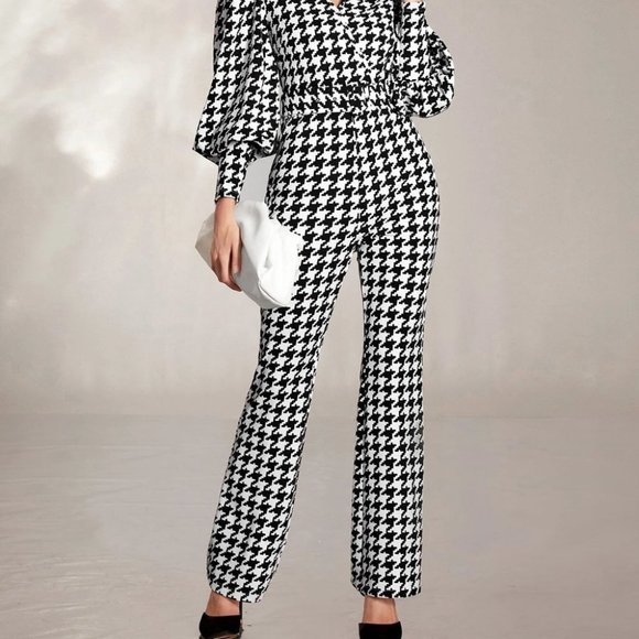 Classy houndstooth Womens Jumpsuit Black And White - Picture 4 of 4